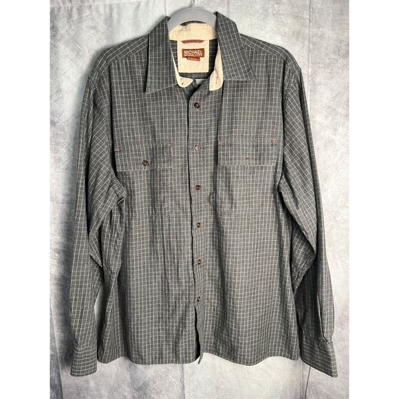 Michael Kors Men’s Gray Flannel Button Down Shirt Long Sleeve Size Large - Picture 2 of 7